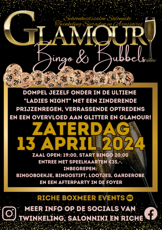 GLAMOUR BINGO & BUBBELS (UITVERKOCHT)